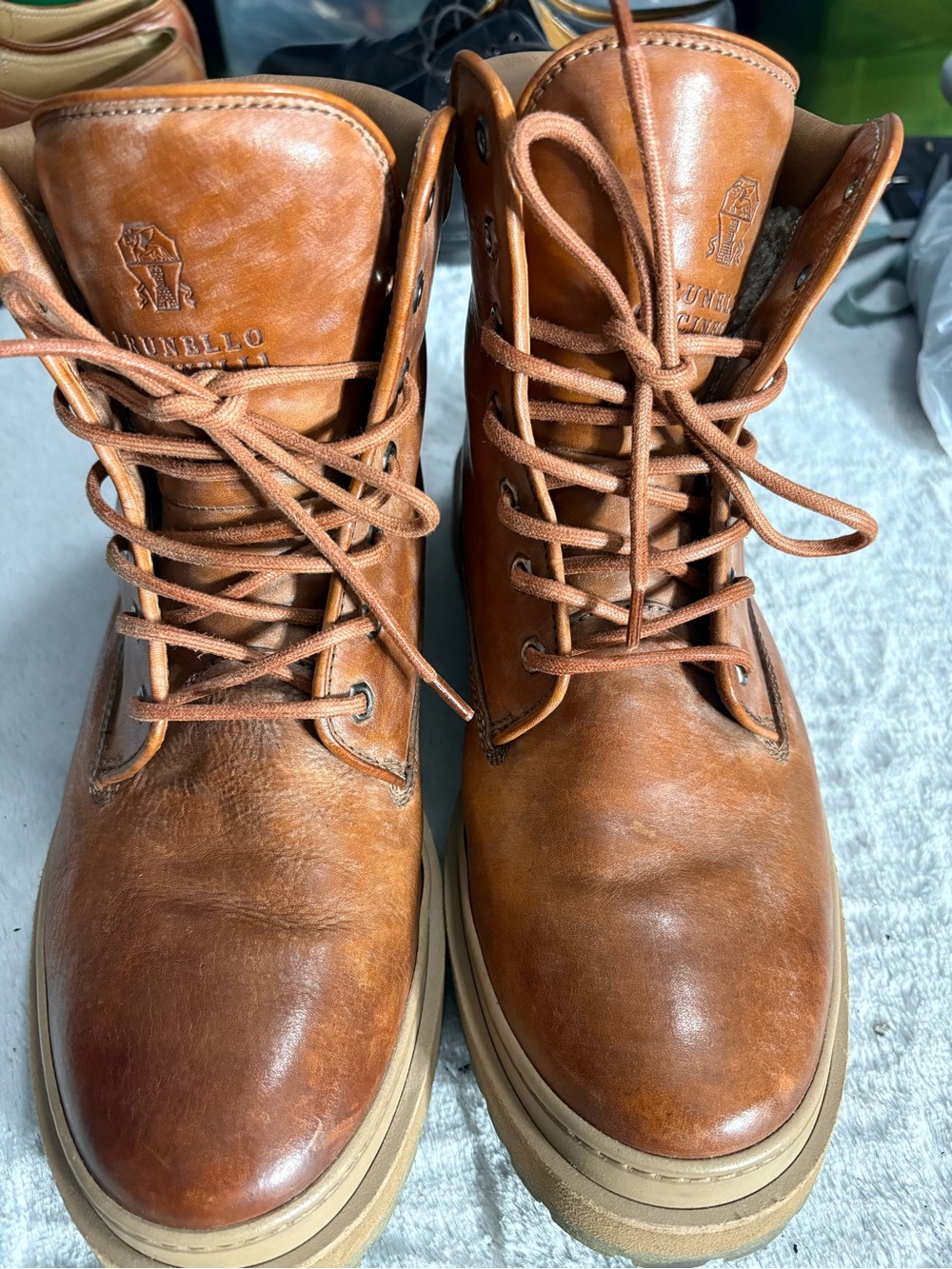 Brunello Cucinelli Men's Brown Leather Lace-Up Boots